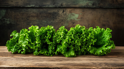 Poster - Fresh green lettuce isolated on a wooden table