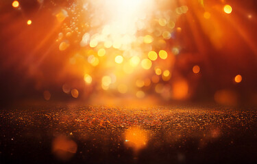 Poster - a spotlight shines on a textured surface, casting a warm glow and shimmering bokeh.