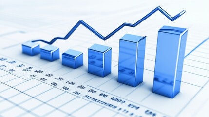 Poster - blue 3d graph increasing over time