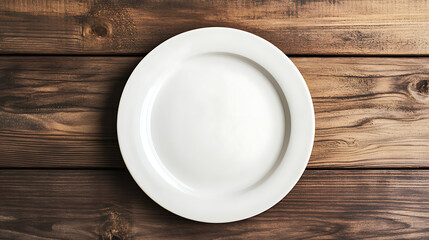 Poster - white plate isolated on a wooden table