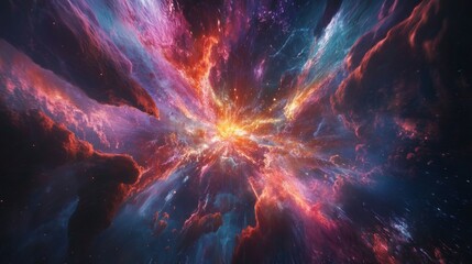 Poster - Vibrant Cosmic Explosion in Deep Space