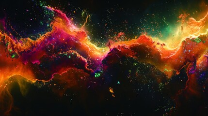 Poster - Vibrant Cosmic Clouds in Colorful Space Scene