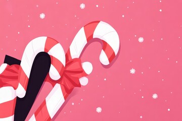 Poster - Two candy canes with a festive background and falling snowflakes.