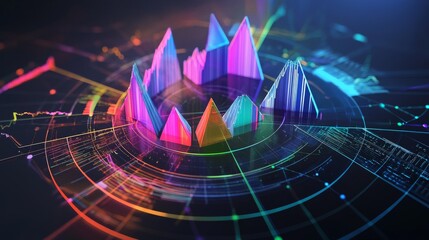 Poster - colorful 3d data visualization with geometric shapes