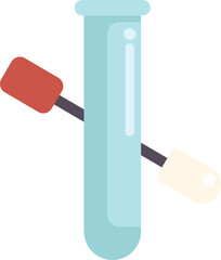 Poster - laboratory glass test tube with cotton swab taking sample for analysis, medical research and analysi