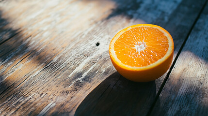 Poster - orange isolated on a wooden table