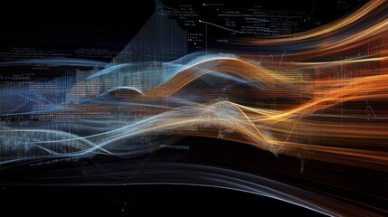 Fototapete - Dynamic Abstract Flow of Light and Data Visualization
