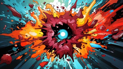 Wall Mural - a colorful explosion with a red and blue circle in the middle