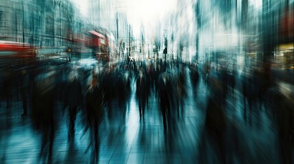 Canvas Print - Crowd Motion in Urban Setting with Blurred Background