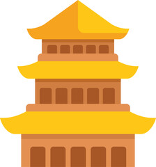 Poster - traditional multi tiered chinese pagoda temple building standing tall with curved roof