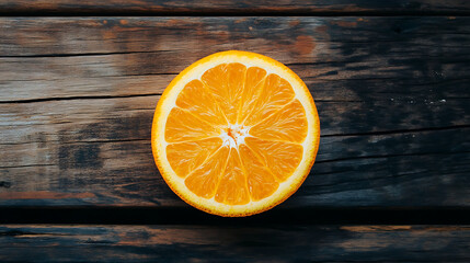 Poster - Orange slice isolated on a wooden table
