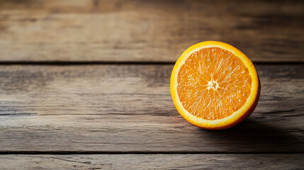 Poster - Orange slice isolated on a wooden table