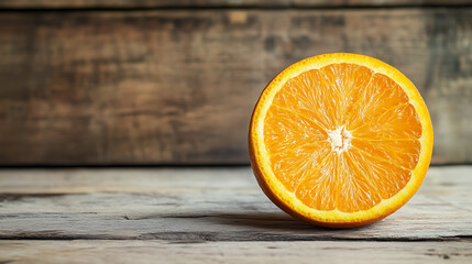 Poster - Orange slice isolated on a wooden table