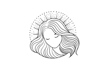 Line Art Women sleeping comfort care logo symbol design, illustration on white background.