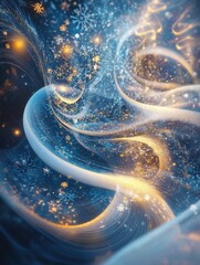 Poster - The festive atmosphere of New Year's Eve with swirling colors, sparkling lights, and a wintry ambiance filled with snowflakes. Generative AI