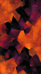 Wall Mural - Abstract geometric pattern with orange, purple, and black colors.