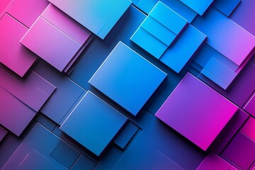 Abstract geometric background with overlapping blue and purple squares.