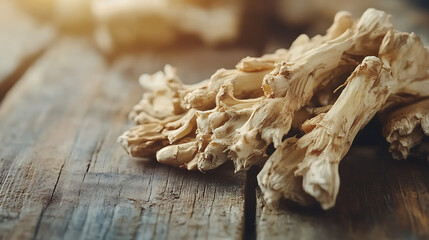 Poster - angelica sinensis herb isolated on a wooden table