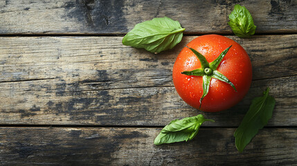 Poster - Tomato leaf isolated on a wooden table