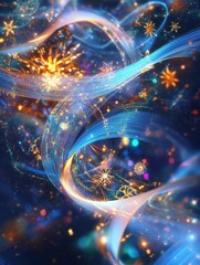 Poster - Swirling colors and sparkling elements create a vibrant representation of joy and celebration for New Year’s Eve festivities. Generative AI
