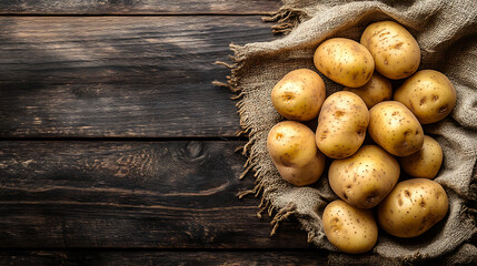 Poster - potatoes isolated on a wooden table