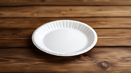 Poster - paper plate isolated on a wooden table