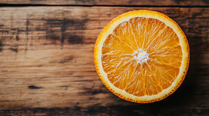 Poster - orange slice isolated on a wooden table