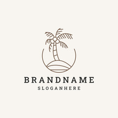 Wall Mural - palm tree logo. sea beach logo design. nature logo design.