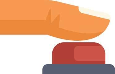 Poster - Finger is pushing a red button, activating an emergency system