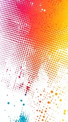 Abstract colorful halftone pattern on white background.