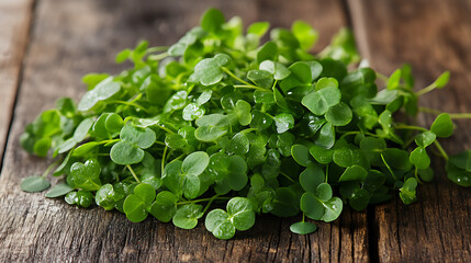 Poster - watercress isolated on a wooden table