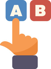 Poster - hand with index finger is pushing button a, making a choice or taking a decision concept