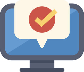 Fototapete - Computer screen displaying a notification with a check mark symbolizing online approval