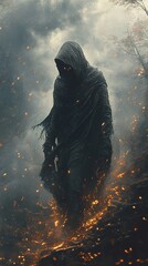 Wall Mural - Mysterious Figure in a Dark Forest