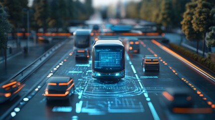 Futuristic smart city transportation network featuring autonomous vehicles advanced connectivity and intelligent infrastructure for efficient connected and sustainable urban mobility of the future