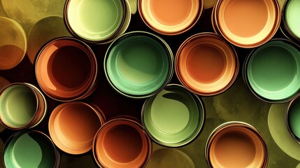 Aufkleber - These circular shapes in rich brown and green tones evoke a sense of warmth and togetherness for tea lovers during a relaxed afternoon. Generative AI
