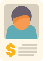 Poster - this vector illustration of an employee card is showing salary payment for work done