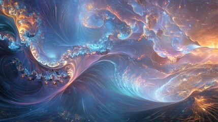 Aufkleber - Swirling colors and intricate patterns create a mesmerizing cosmic landscape filled with vibrant hues and dynamic motion. Generative AI