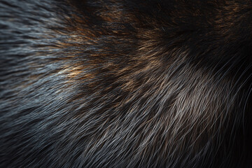 Fototapete - Close-up of a mink's smooth, dark fur, with a rich, velvety texture.