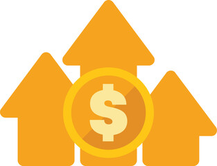 Poster - three arrows pointing up surrounding a dollar coin symbolizing growth