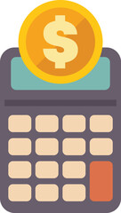 Poster - Calculator is calculating money with a dollar coin on top of it