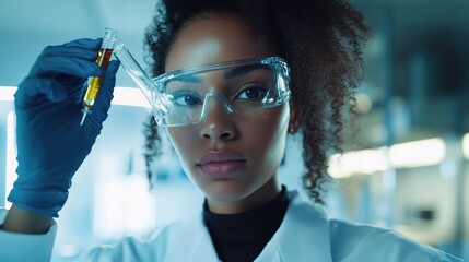Poster - Scientist Holding Test Tube in Modern Laboratory