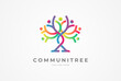 © Jerry - People logo design. Community human  human form a tree with with the up arrow below combination as a symbol of growth. people logo design template. vector illustration