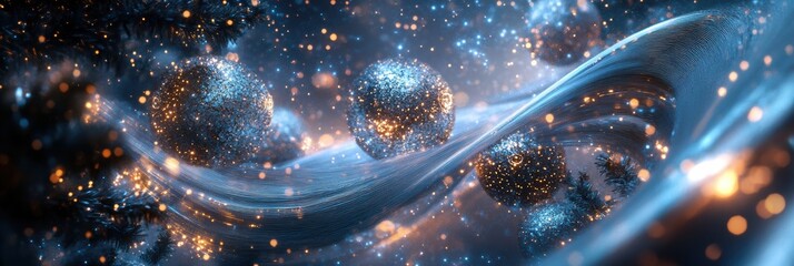 Poster - An abstract representation of New Year's Eve captures vibrant lights, swirling colors, and festive elements celebrating new beginnings. Generative AI