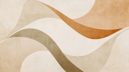 Aufkleber - Soothing abstract shapes swirl together in muted natural tones, creating a calming visual that enhances any minimalist decor. Generative AI