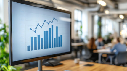 Poster - A computer monitor displays a graph with a downward trend. Concept of concern or worry about the data being displayed