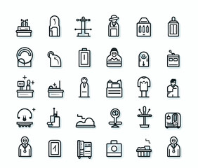 Wall Mural - medical care thin line black icons on white  background