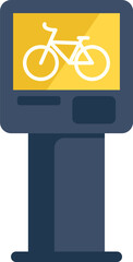 Poster - bike sharing station terminal showing bicycle icon on screen, concept of bike rental service