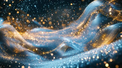 Poster - The artwork showcases a mesmerizing blend of sparkling lights and fluid shapes, evoking the festive spirit of New Year's Eve. Generative AI