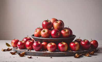 Poster - A bowl of apples is on a table